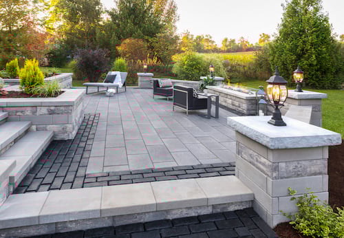 unilock pavers and lighting