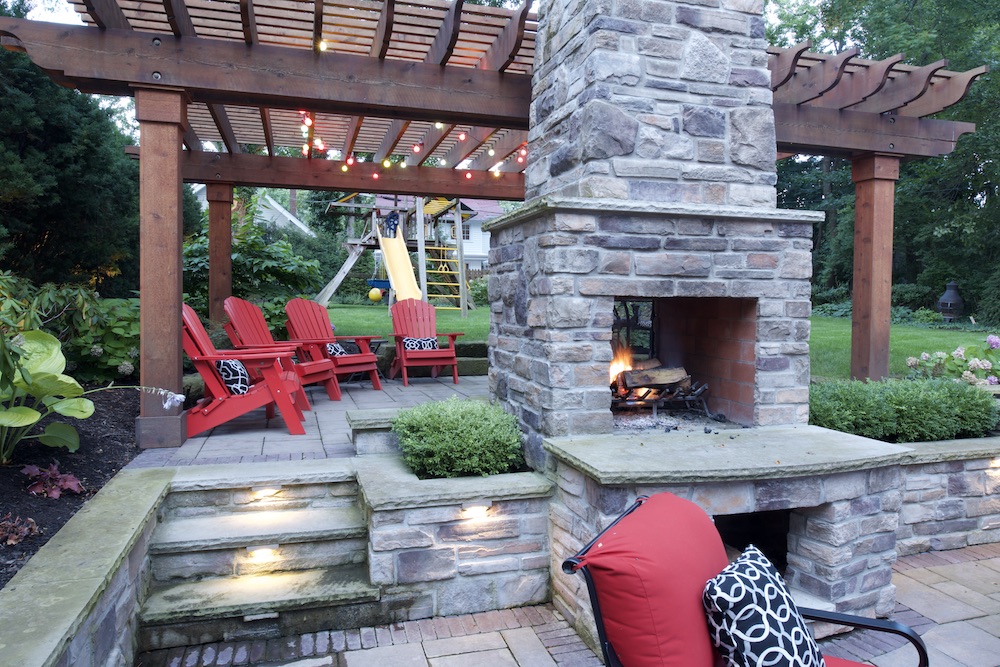 Double Sided Outdoor Fireplace, Double Sided Fireplace Outdoor